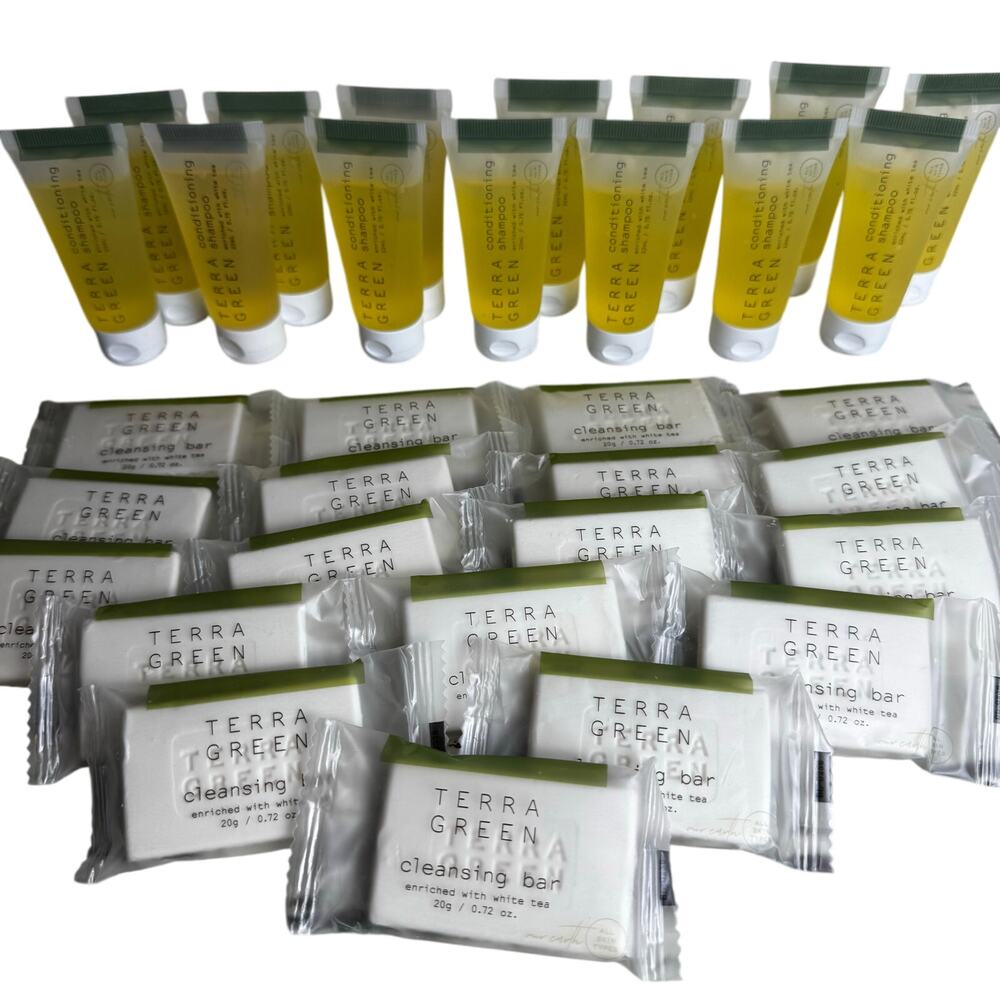 Terra Green Hotel Travel Sample Size Soaps and Shampoo Lot of 32 Air BNB